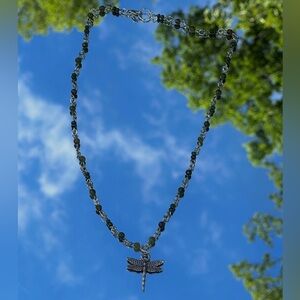 Green Dragonfly Beaded Necklace